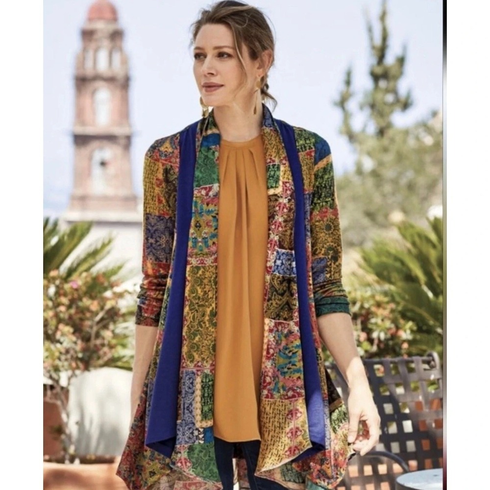 NEW Soft Surroundings Izmir Topper Kimono Cardigan Size MD Kantha BOHO